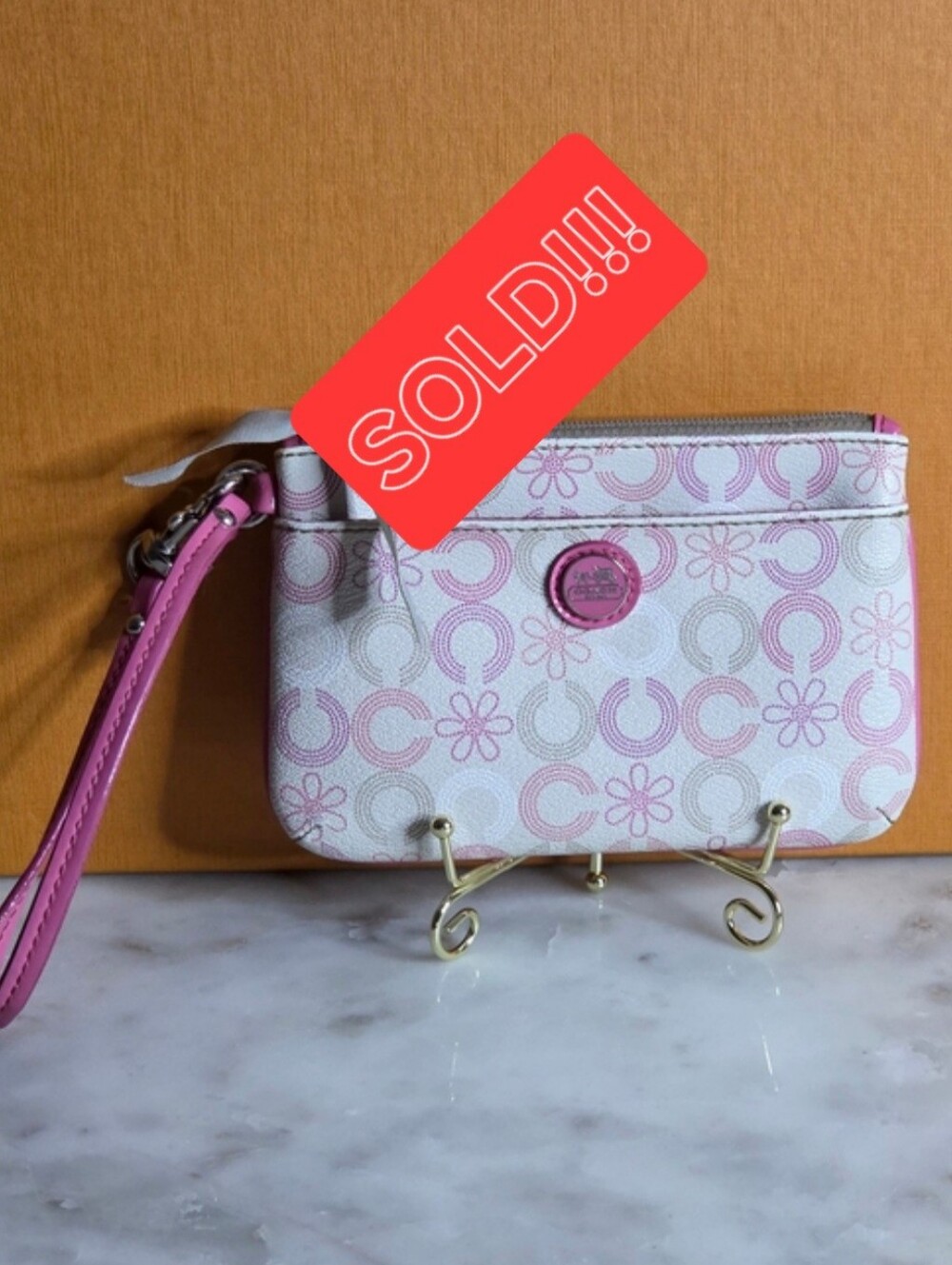 Coach Op Art Floral In Multicolor Coated Canvas Wristlet